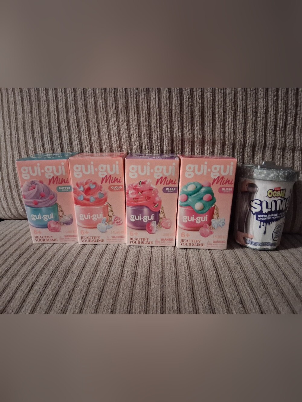 complete set 4 gui-gui Mini keychain/cell phone charm slime kits & 1 oosh Slime